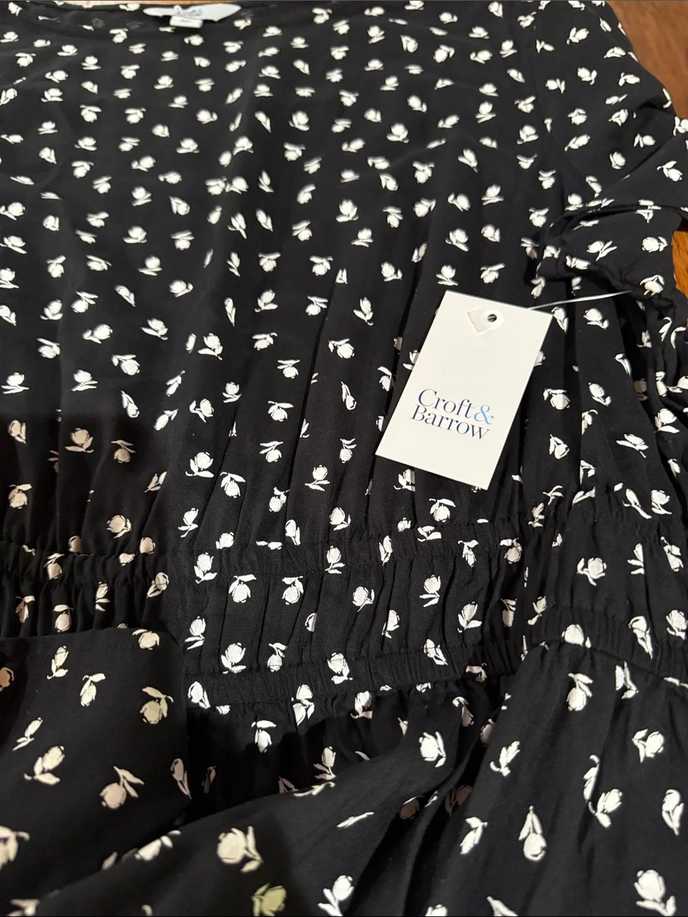 croft & barrow Black Dress with White Floral Print